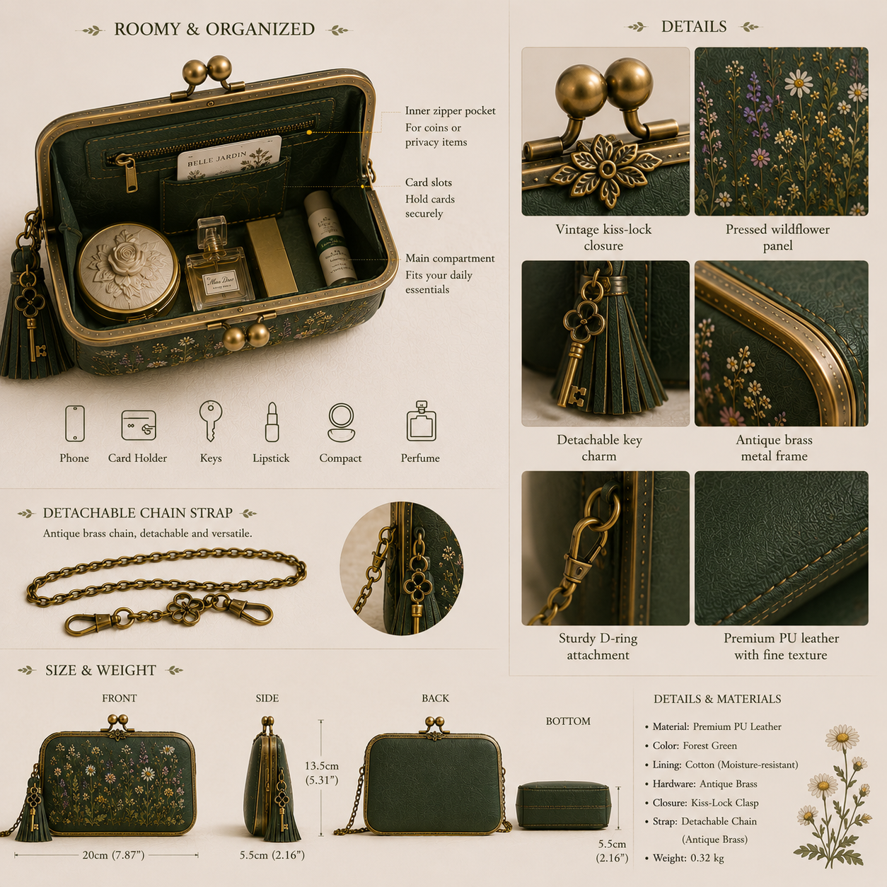 Pressed Wildflower Clutch