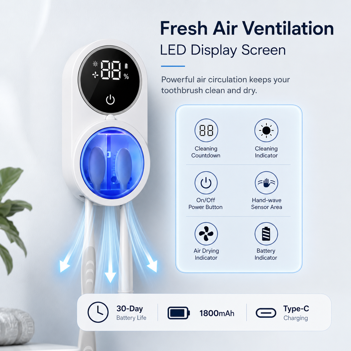 🦷 UV Toothbrush Sanitizer – Kill 99.9% of Germs, Naturally